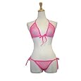 Exposed By Magic Silk Fishnet Collection, Fishnet Tie Side Bra And Thong, Pink, Small/Meduim