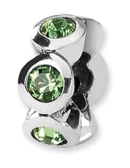 August Birthstone, 6-Stone Charm in Silver for 3mm Bracelets