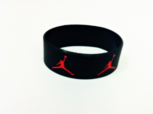Michael Jordan Wristband Sport Silicone Bracelet - BLACK /RED Jumpman Logo