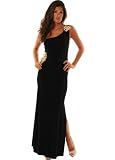 Koo-Ture Evening Black One Shoulder Gold Tiger Embellishment Dress