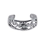 New Sterling Silver Toering Filigree Floral Toe Ring