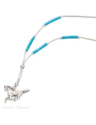Sterling Silver Turquoise Horse Necklace Animal Pendant