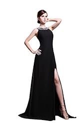 Jeweled Chiffon Evening Dress  with a Brush/Sweep Train 