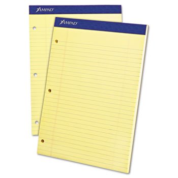 Evidence Dual Ruled Pad, Legal/Wide Rule, 8-1/2 x 11-3/4, Canary, 100