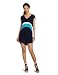 Three Dots Women's Colorblock Tunic dress, Night Iris/ White/Tahitian Teal, Large