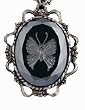 Gasoline Glamour Hematite Butterfly Cameo Charm Necklace