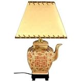 Unique Anniversary Gift Idea - 18 Ming Tea Pot Lamp w/ Double Happiness Symbol - JCOX 3409