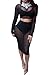 Women's See Through Sheer Mesh Crop Top Skirt 2 Pieces Dress Outfits M Black