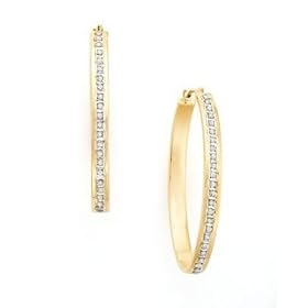 14k Gold Diamond Accent Oval Hoops