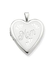 14k Gold 20mm White Gold Mom w/ Hearts Heart Locket