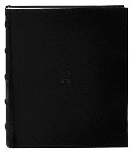 Black Leather BI-DIRECTIONAL 200 capacity slide-in pocket albums with memo - 4x6