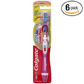 Colgate 360 ActiFlex Sonic Powered Toothbrush, Full Head Soft (Pack of 6)