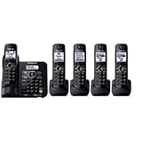 Panasonic DECT 6.0 Plus Expandable Black Cordless Phone with Alarm Clock, Talking Caller ID, Answering System and On Base Dial Pad - 5 Handset Pack Panasonic DECT 6.0 Plus Expandable Black Cordless Phone with Alarm Clock, Talking Caller ID, Answering System and On Base Dial Pad - 5 Handset Pack
