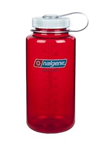 Nalgene Tritan Wide Mouth BPA-Free Water Bottle, 1-Quart, Outdoor Red with Platinum Lid
