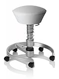 SWOPPER CARE 3D-Aktiv-Bürostuhl Hocker Sitzpolster Normal, Farbe weiss (Stamskin/Care), Fussring mit Speedrollen, Feder MEDIUM, Basis Titan Federfarbe wie Basis (SWOPX16TRS)