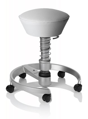 SWOPPER CARE 3D-Aktiv-Bürostuhl Hocker Sitzpolster Normal, Farbe weiss (Stamskin/Care), Fussring mit Speedrollen, Feder MEDIUM, Basis Titan Federfarbe wie Basis (SWOPX16TRS)