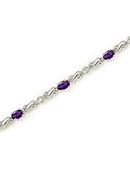 14kt Yellow Gold Oval Amethyst and Diamond Bracelet