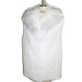 Buy 28 In White Mink Vest w Platinum Fox Shawl Collar USA Made by FursNewYork