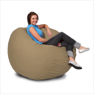 Comfort Research Fuf Large Foam Bean Bag Chair, Tan Twill