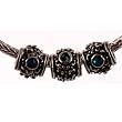 Antique Silver Plated Spacer Bead Fits Pandora Raised Column with Capri Blue Stone (3)
