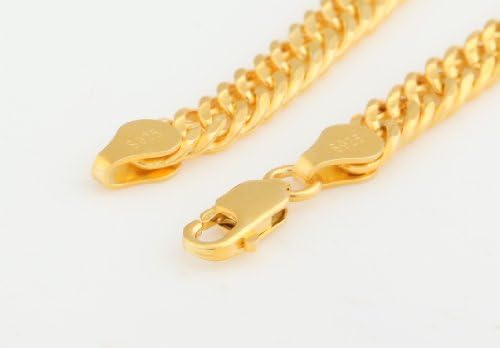 18k Gold Plated 925 Sterling Silver Men Bracelet Chain Bracelet 17cm Length