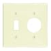 Leviton 86007 2-Gang 1-Toggle 1-Single 1.406-Inch Diameter, Device Combination Wallplate, Thermoset, Device Mount, Ivory