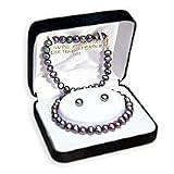14k Gold, 7-8mm Black Cultured Pearl Set