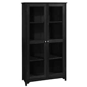 Oxford 24w 4 - shelf Bookcase With Glass Doors, FOUR-SHELF 24W, BLACK