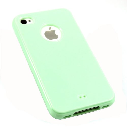 Fasion Glossy Mint Green Soft Silicone Rubber Gel TPU Cover Case For Apple iPhone 4 4S 4G