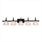 Cardiff - 5 Light Mission Bathroom Vanity Lighting Fixture - Oil Burnished Bronze - Glass - B3251