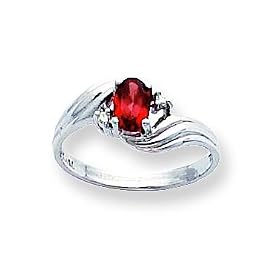 14k White Gold .03ct Diamond and Garnet BirthStone Ring by A Great Jewelry Co.