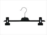 10 Quality Black Plastic Clip Coat Hangers for Trousers, Skirts and other clothes, garments - Adjustable to 34cm width
