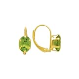 14K Yellow Gold Oval Shaped Peridot Earrings