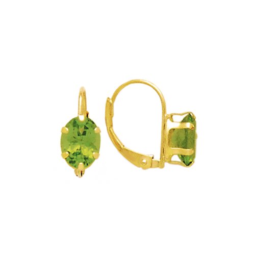 14K Yellow Gold Oval Shaped Peridot Earrings