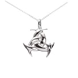 Sterling Silver Interlocking Dolphin Pendant on 18 Cable Chain