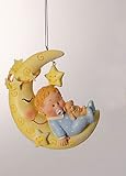 4 Sweet Baby's First Boy & Teddy Bear on Moon Christmas Ornament #140164