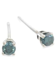 Sterling Silver Blue Diamond Stud Earrings (0.10 cttw, I2-I3 Clarity)