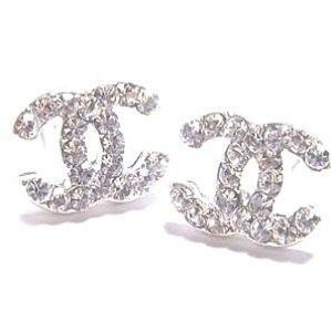 Pretty Rhinestone Fashion Earrings (Medium--Silver-Plated)