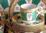 Review Old Paris  / Continental Old Paris Green c1870 Coffee cup and saucer
