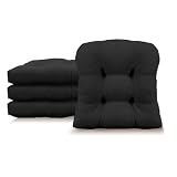Arlee Microsuede Chamois 16 x 16 Gripper Chair Pad - Set of 4 Color - Black