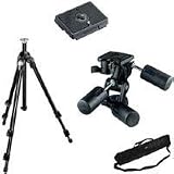 Bogen - Manfrotto 3021B Pro Black Tripod with 3030 3-Way Pan/Tilt Head with Quick Release & Adorama 35