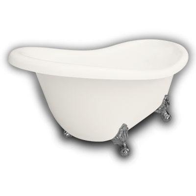 American Bath Factory B1-1670-BB-DM3-M2-15-SN Monroe Slipper Clawfoot Bathtub in Bisque, Ball and Cl