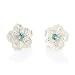 Carved Mother of Pearl Shell Daffodil Flower and Genuine Blue Topaz Sterling Silver Earrings
