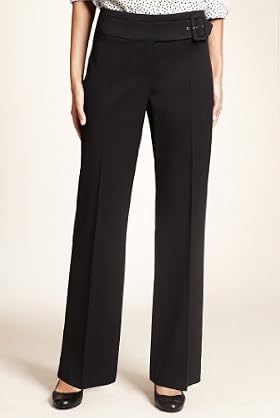 Wide Waistband Buckle Bootleg Trousers
