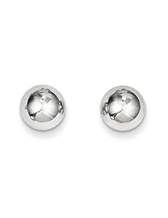 MadiK 14k White Gold Polished & Hollow 8mm Ball Post Earrings