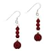 Sterling Silver Red Genuine Sea Bamboo Coral Stone Bead Drop Earrings