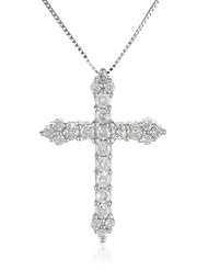 10k White Gold Diamond Cross Pendant Necklace (1/2 cttw, I-J Color, I2-I3 Clarity), 18"