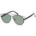 zeroUV - Modern Fashion Full Metal Crossbar Technologic Flat Lens Aviator Sunglasses 54mm (Black-Black / Green)