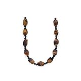 Sterling Silver Onyx and Tiger's Eye Necklace - 32''