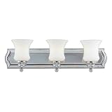 Quoizel OK8603C Oakland 7-1/2-Inch Bath Bar with Three Lights with Opal Etched Glass, Polished Chrome Finish